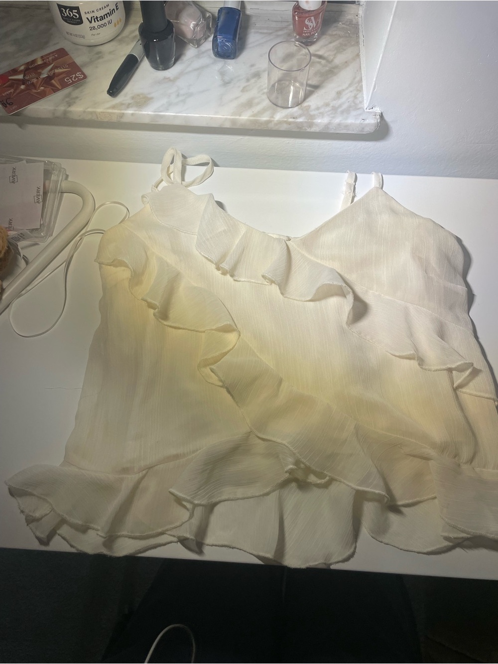 Light Cream Ruffle Cami Top - Women